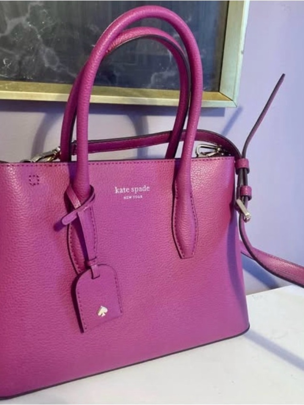 kate spade fuchsia leather satchel